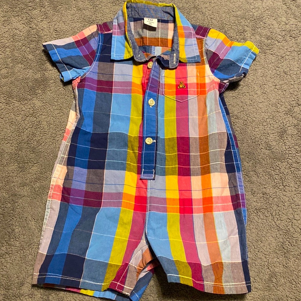 Gap Baby Plaid Shorty One-Piece 12-18 mo